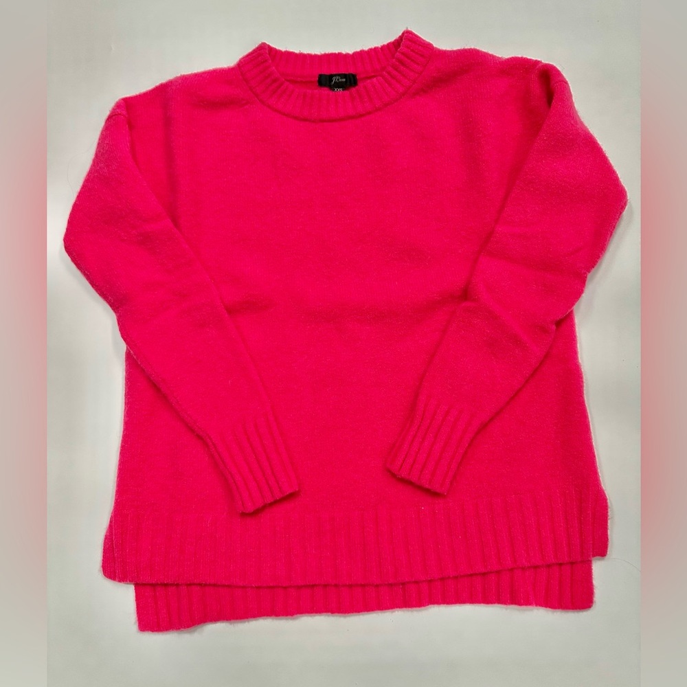 J. Crew hot pink cozy crew neck sweater size XXS Valentines Day